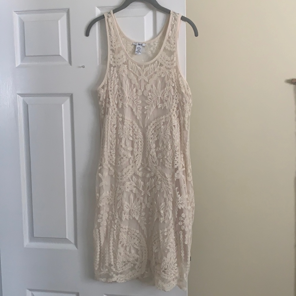Cream Lace Overlay Dress